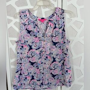 Lilly Pulitzer Sleeveless Essie Top -Pink and Blue